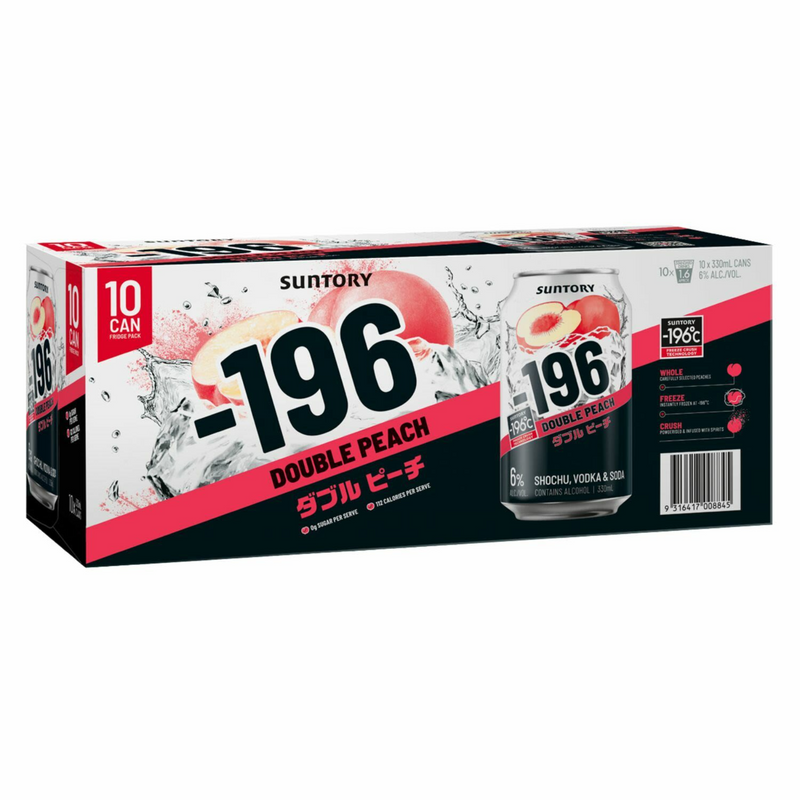 SUNTORY -196 DOUBLE PEACH CAN 10 PACK 330ML