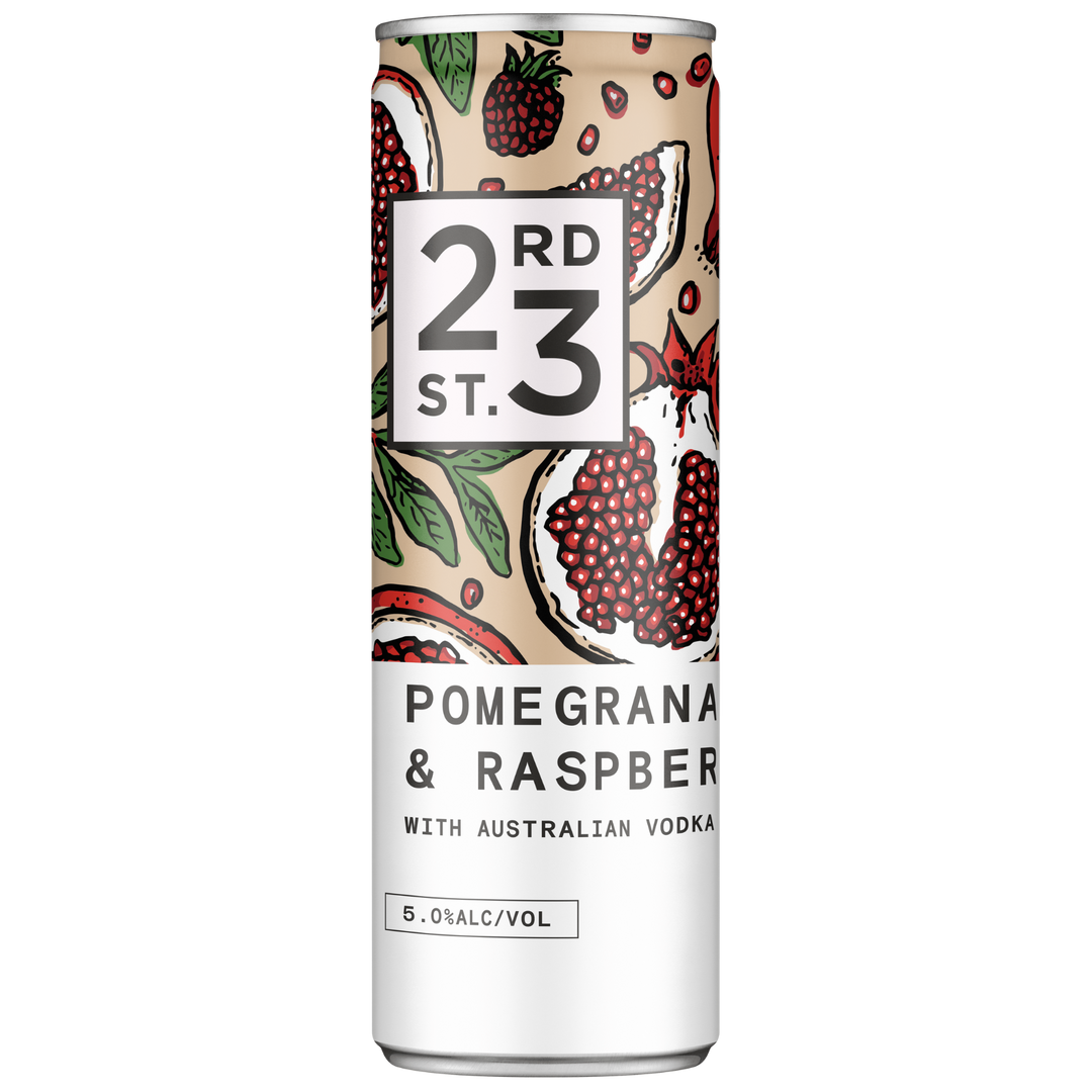 23RD ST POMEGRANATE & RASPBERRY VODKA CAN 300ML