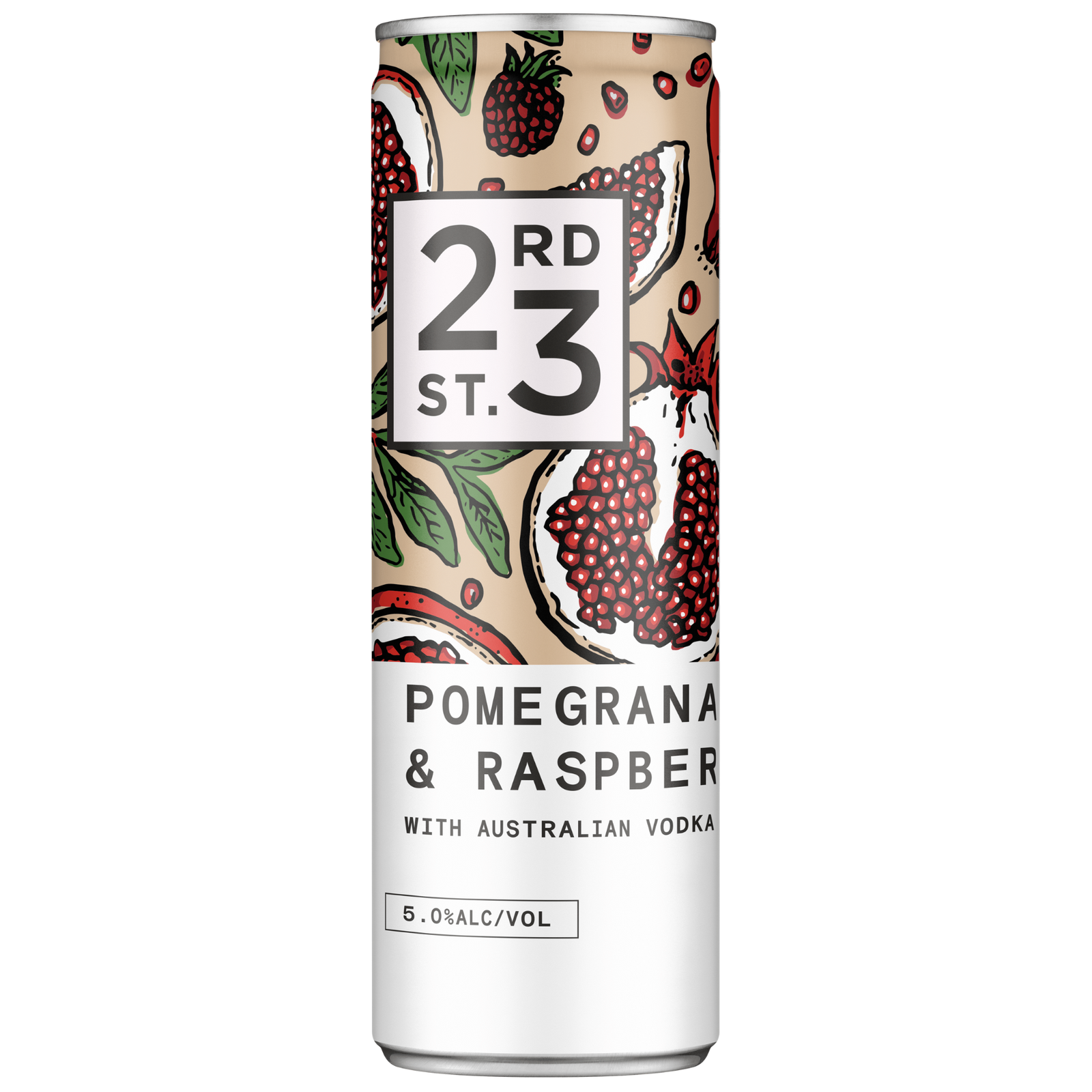 23RD ST POMEGRANATE & RASPBERRY VODKA CAN 300ML
