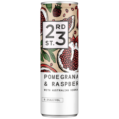 23RD ST POMEGRANATE & RASPBERRY VODKA CAN 300ML