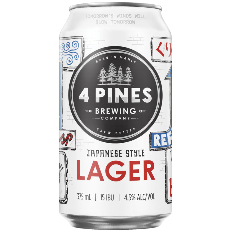 4 PINES JAPANESE STYLE LAGER CAN 375ML Australia craft beer Manly NSW 