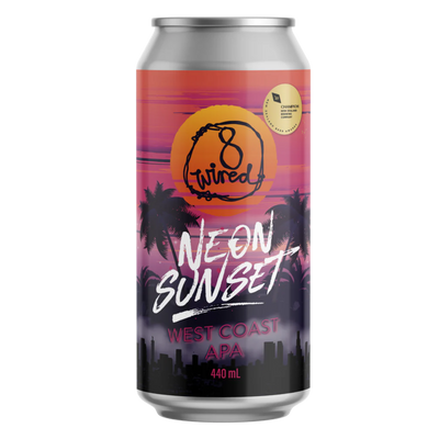 8 WIRED NEON SUNSET CAN WC APA CAN 440ML West Coast American Pale Ale. Craft Beer hand made in New Zealand