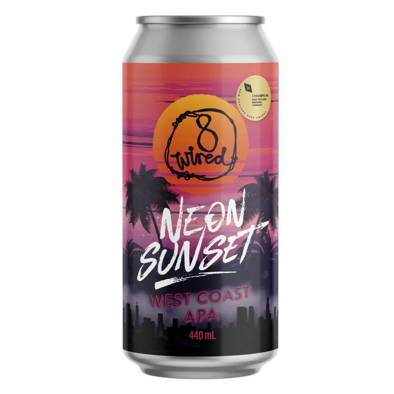 8 WIRED NEON SUNSET CAN WC APA CAN 440ML West Coast American Pale Ale. Craft Beer hand made in New Zealand