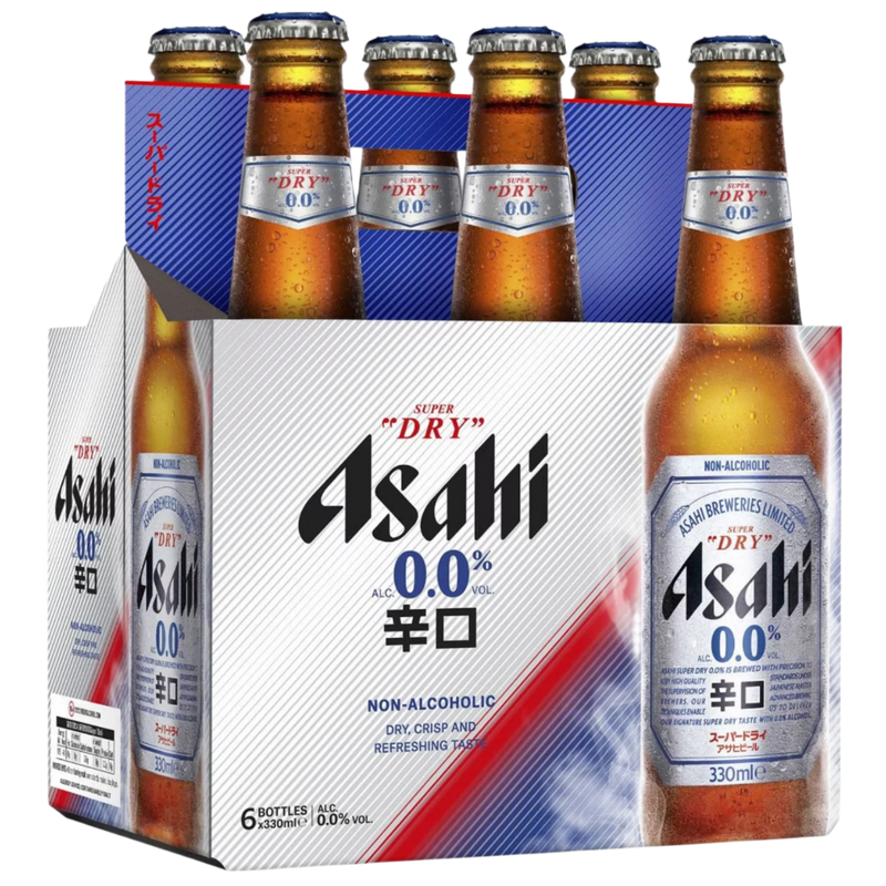 ASAHI SUPER DRY 0.0% NON-ALCOHOLIC BOTTLE 330ML