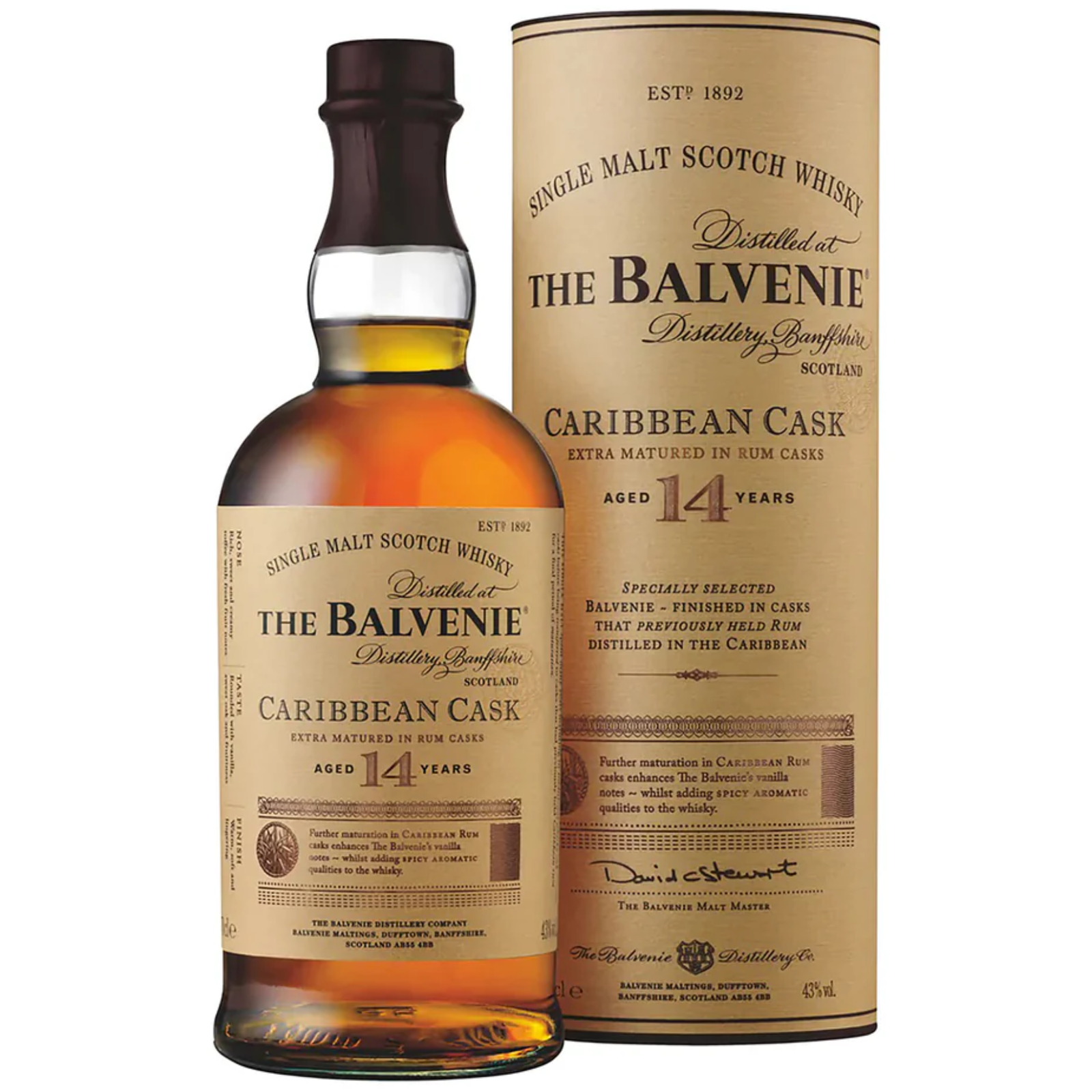 BALVENIE 14YO CARIBBEAN CASK SINGLE MALT SCOTCH WHISKY 700ML