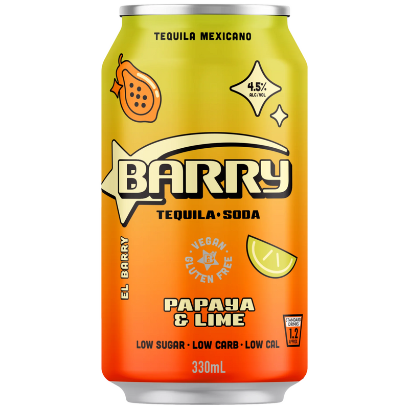 BARRY PAPAYA & LIME TEQUILA SODA CAN 330ML