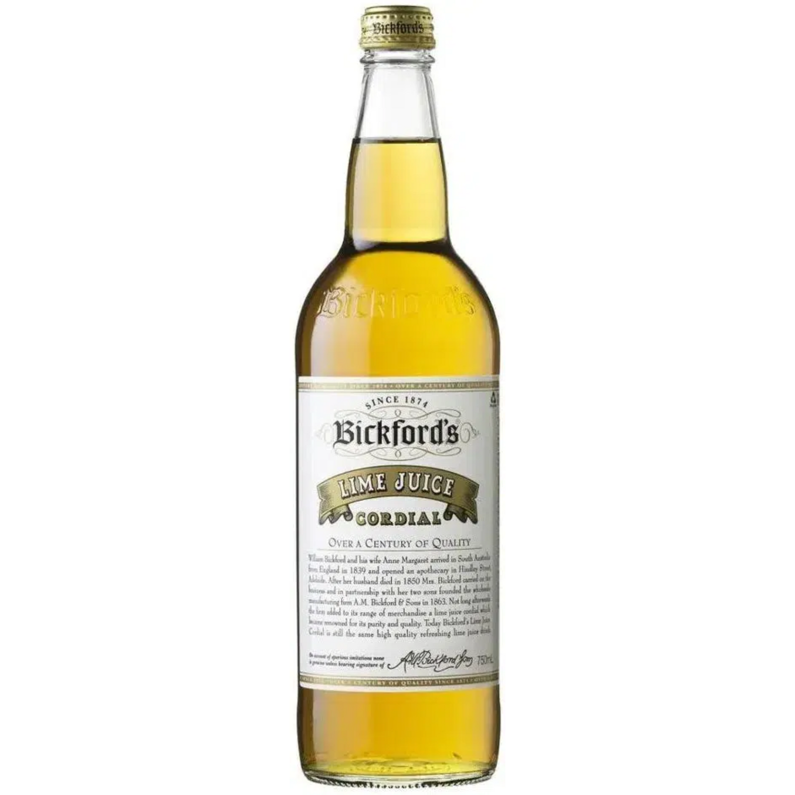 BICKFORDS LIME CORDIAL 750ML