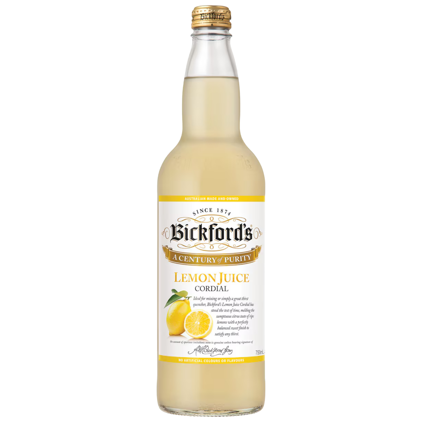 BICKFORD'S LEMON CORDIAL 750ML