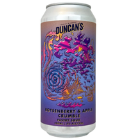Duncan's Boysenberry & Apple Crumble Pastry Sour beer can on a white background