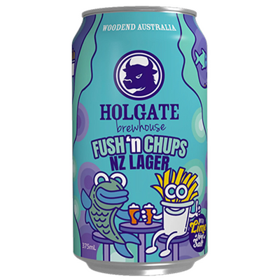 HOLGATE FUSH 'N CHUPS NZ LAGER CAN 375ML