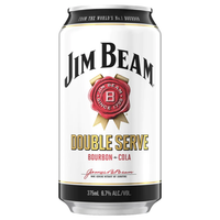 JIM BEAM DOUBLE SERVE BOURBON AND COLA CAN 375ML