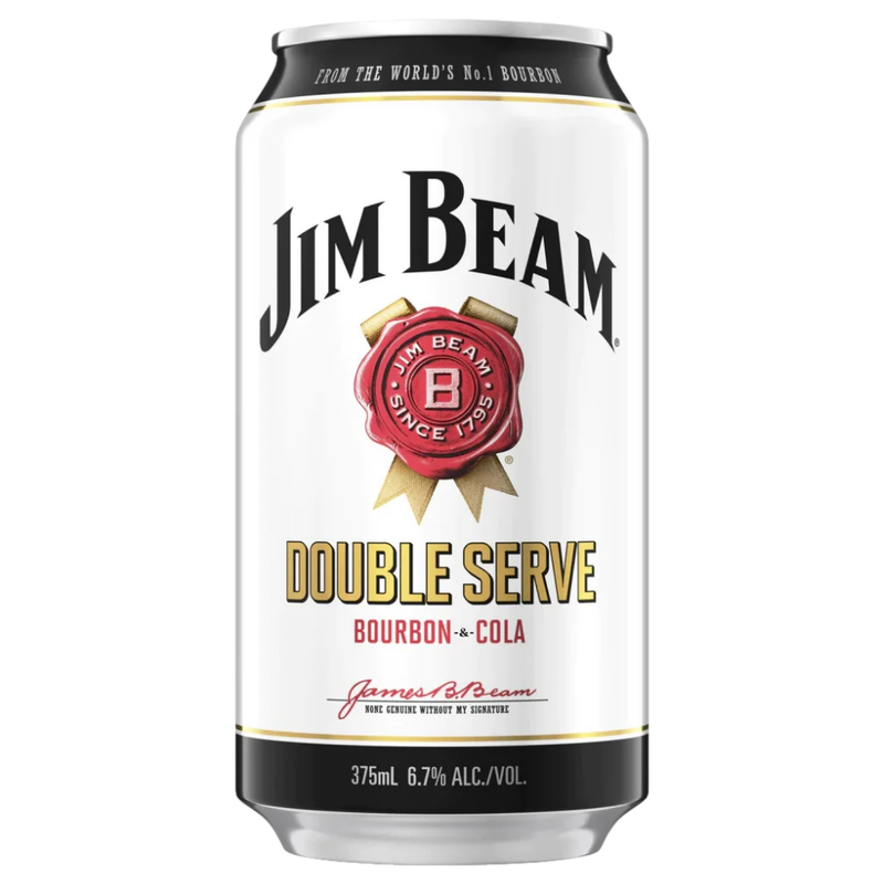 JIM BEAM DOUBLE SERVE BOURBON AND COLA CAN 375ML