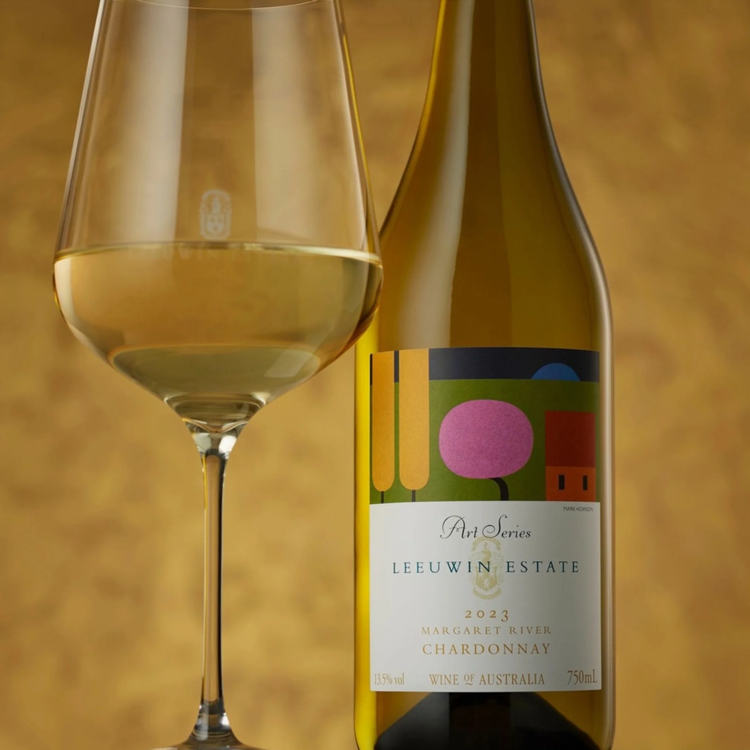 Leeuwin Estate Art Series Chardonnay 2023 with glass