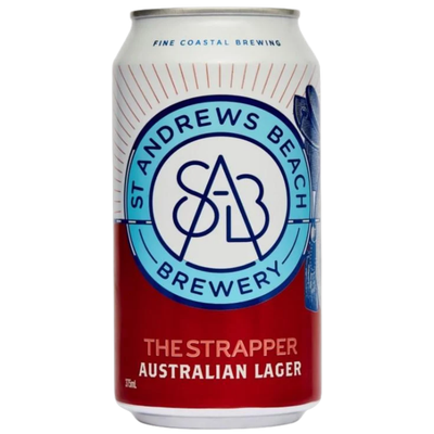 ST ANDREWS BEACH BREWERY THE STRAPPER AUSTRALIAN LAGER CAN 375ML