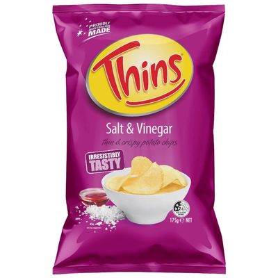 THINS SALT & VINEGAR CHIPS 175G