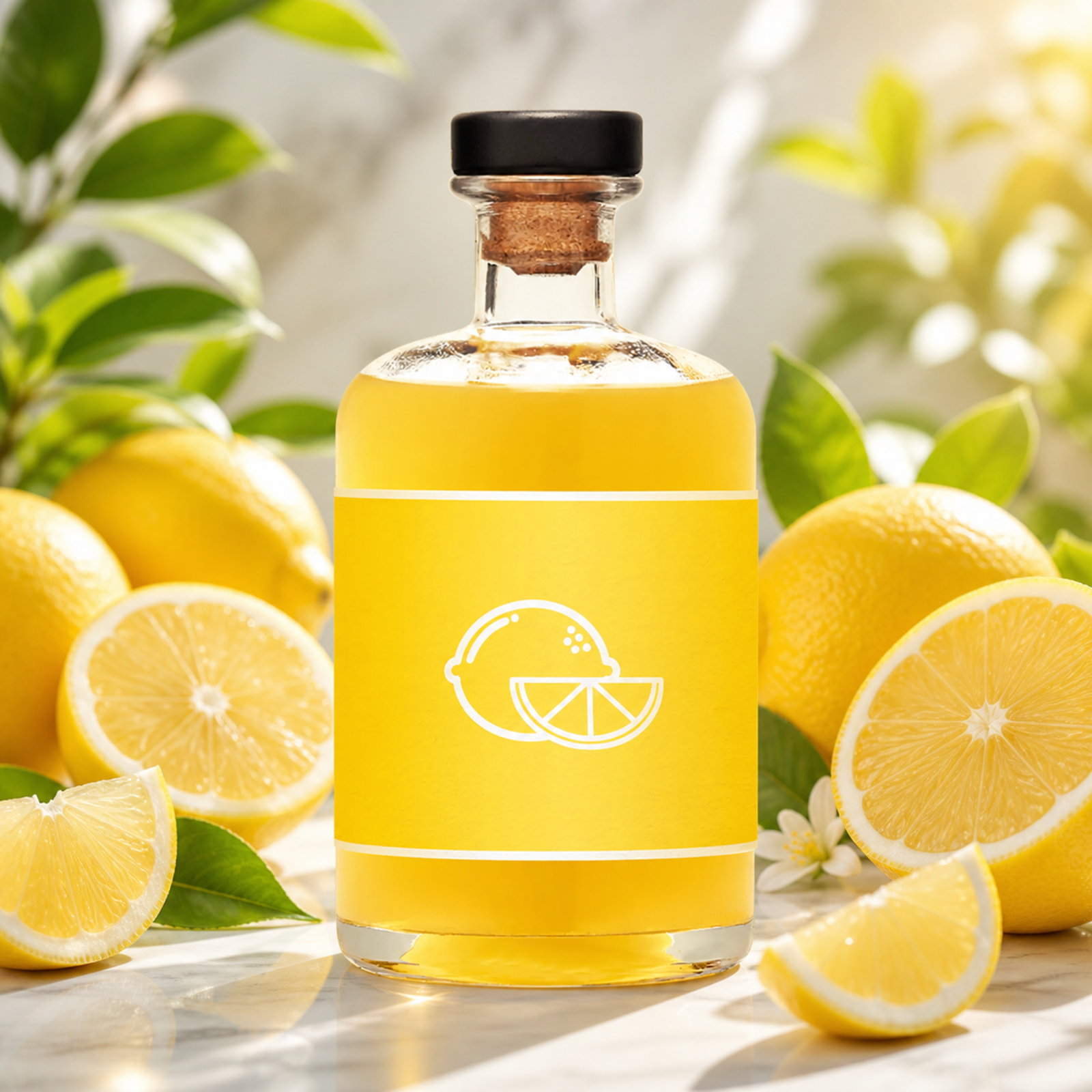 Unico Cello Limoncello bottle with lemons