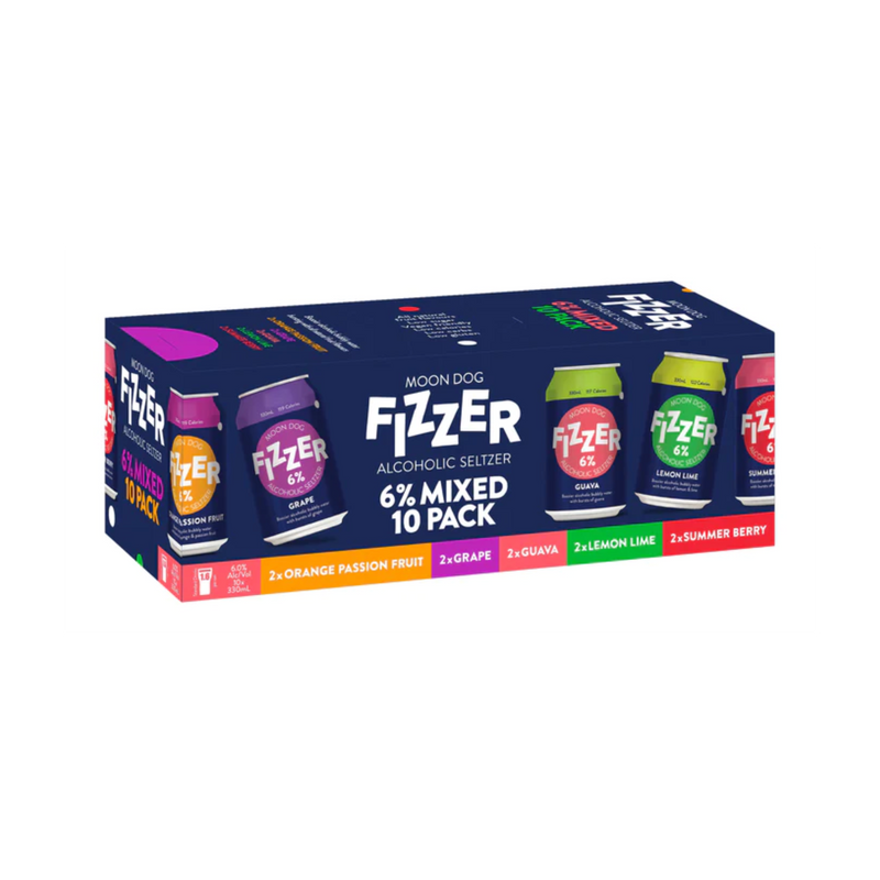 MOON DOG FIZZER SELTZER MEGA MIX 6% 10PK 330ML