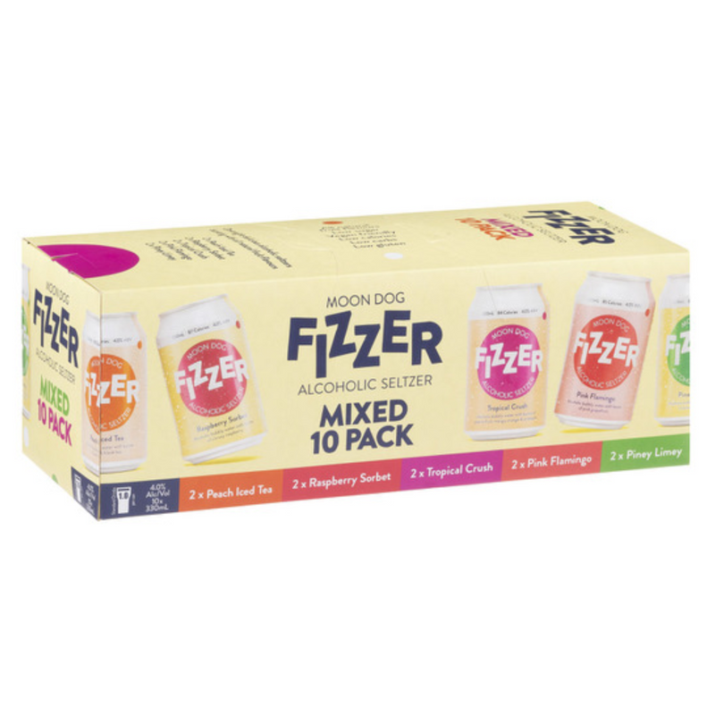 MOON DOG FIZZER SELTZER MIXED PACK CAN 10PK 330ML